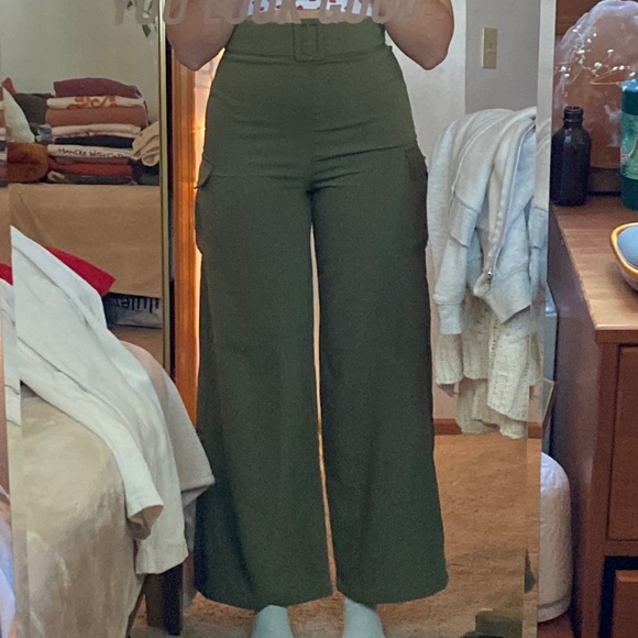 army green wide leg trousers - Picture 1 of 1